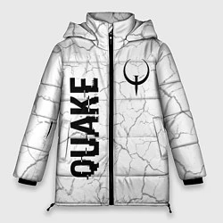 Женская зимняя куртка Quake glitch на светлом фоне: надпись, символ