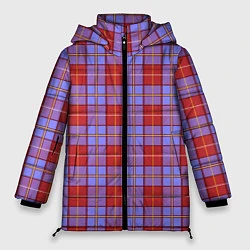 Куртка зимняя женская Ткань Шотландка красно-синяя, цвет: 3D-красный