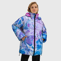 Куртка зимняя женская Абстрактные разводы краски, цвет: 3D-красный — фото 2