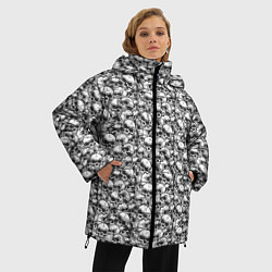 Куртка зимняя женская Череп с клыками гранж, цвет: 3D-красный — фото 2