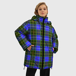 Куртка зимняя женская Ткань Шотландка сине-зелёная, цвет: 3D-светло-серый — фото 2