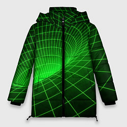 Куртка зимняя женская Зелёная неоновая чёрная дыра, цвет: 3D-черный