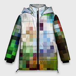 Куртка зимняя женская Пиксельная абстракция, цвет: 3D-красный