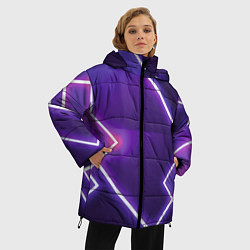 Куртка зимняя женская Неоновые прямоугольники, цвет: 3D-красный — фото 2