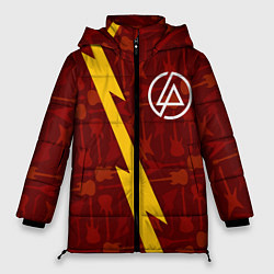 Куртка зимняя женская Linkin Park гитары и молния, цвет: 3D-черный