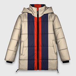 Куртка зимняя женская Полосы триколор синий красный, цвет: 3D-черный