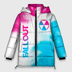 Куртка зимняя женская Fallout neon gradient style: надпись, символ, цвет: 3D-черный