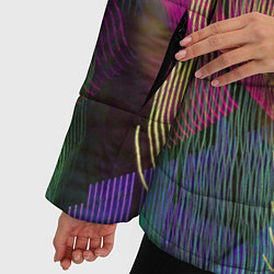 Куртка зимняя женская Неоновые волнообразные линии, цвет: 3D-черный — фото 2