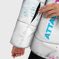 Куртка зимняя женская Attack on Titan neon gradient style: надпись, симв, цвет: 3D-черный — фото 2