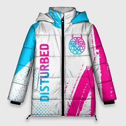 Женская зимняя куртка Disturbed neon gradient style: надпись, символ