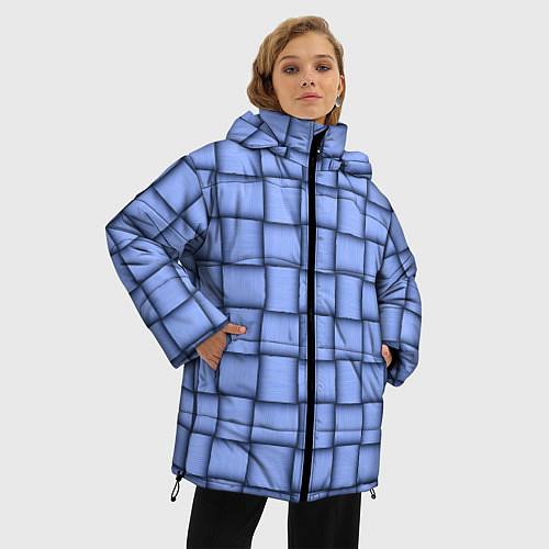 Женская зимняя куртка Фиолетовое ленточное плетение / 3D-Красный – фото 3