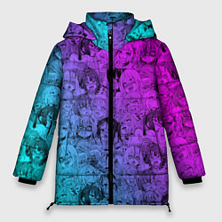 Куртка зимняя женская Ахегао девушки градиент, цвет: 3D-светло-серый