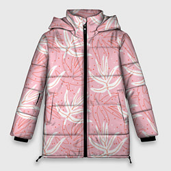 Куртка зимняя женская Листья экзотические скетч, цвет: 3D-светло-серый