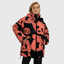 Куртка зимняя женская С красными пандами, цвет: 3D-черный — фото 2