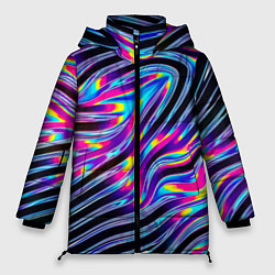 Куртка зимняя женская Голографические полосы, цвет: 3D-красный