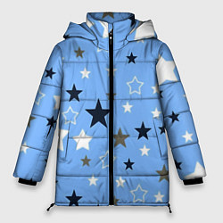 Куртка зимняя женская Звёзды на голубом фоне, цвет: 3D-черный