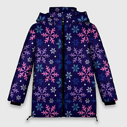 Куртка зимняя женская Снежинки ночные, цвет: 3D-черный