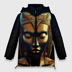Куртка зимняя женская Нейросеть - золотая статуя египетской царицы, цвет: 3D-черный
