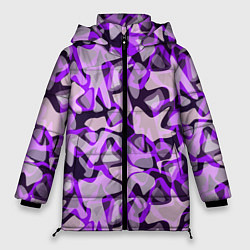 Куртка зимняя женская Сиренево-серый абстрактный пятнистый узор, цвет: 3D-светло-серый