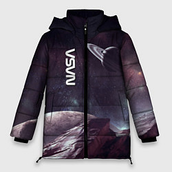 Куртка зимняя женская Космический пейзаж - Saturn - Nasa, цвет: 3D-черный