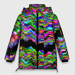 Куртка зимняя женская Глитч с искривлённым ртом, цвет: 3D-светло-серый