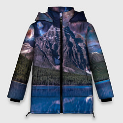 Куртка зимняя женская Горы и лес у озера, цвет: 3D-черный