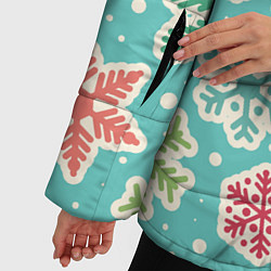 Куртка зимняя женская Весёлые снежинки, цвет: 3D-черный — фото 2