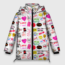 Куртка зимняя женская Love inscriptions, цвет: 3D-черный