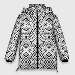 Куртка зимняя женская Геометрический узор в серо белых тонах, цвет: 3D-светло-серый