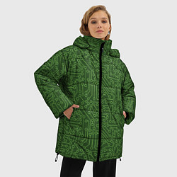 Куртка зимняя женская Милитари компьютерная плата, цвет: 3D-красный — фото 2