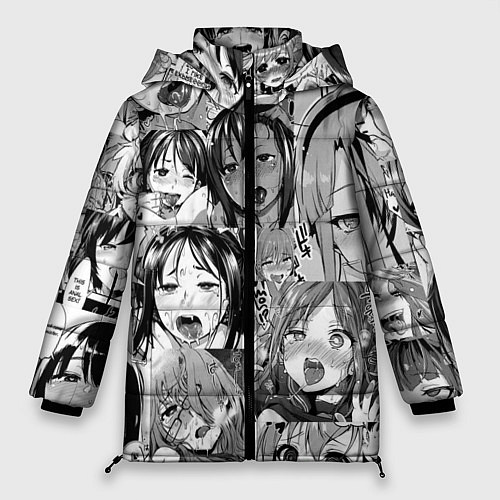 Женская зимняя куртка Ахегао паттерн / 3D-Светло-серый – фото 1