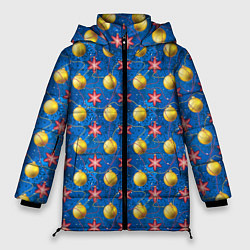 Куртка зимняя женская Новогодние ёлочные игрушки, цвет: 3D-светло-серый