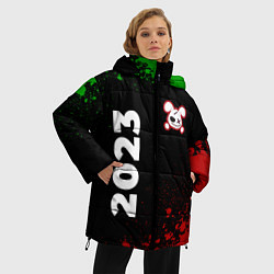 Куртка зимняя женская Кролик НГ злой: надпись, символ, цвет: 3D-черный — фото 2