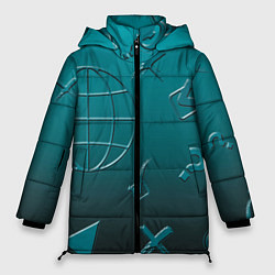 Куртка зимняя женская Символы соцсетей, цвет: 3D-черный