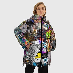 Куртка зимняя женская Очень пёстрый арт, цвет: 3D-черный — фото 2