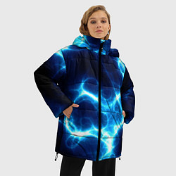 Куртка зимняя женская Молния грозовая - электрические разряды, цвет: 3D-светло-серый — фото 2