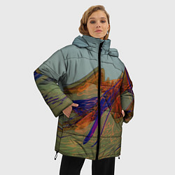 Куртка зимняя женская Волнообразные разноцветные музыкальные линии, цвет: 3D-черный — фото 2