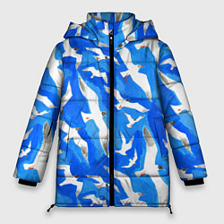 Куртка зимняя женская Летящие чайки в небе, цвет: 3D-красный