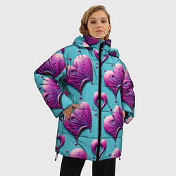Куртка зимняя женская Паттерн сердца и капли, цвет: 3D-светло-серый — фото 2