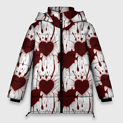 Куртка зимняя женская Паттерн разбитое сердце, цвет: 3D-черный