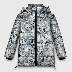 Куртка зимняя женская Сверкающие кристаллы серебра, цвет: 3D-черный