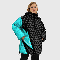 Куртка зимняя женская Черно-голубая абстракция, цвет: 3D-красный — фото 2