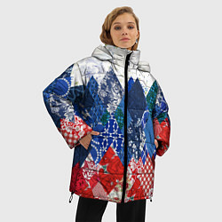 Куртка зимняя женская Флаг России в стиле пэчворк, цвет: 3D-красный — фото 2