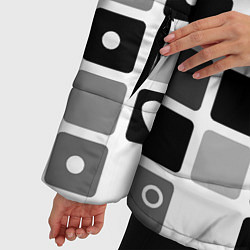Куртка зимняя женская Черно-белый узор мозаика, цвет: 3D-светло-серый — фото 2