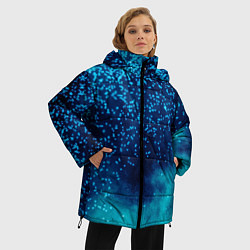 Куртка зимняя женская Градиент голубой и синий текстурный с блестками, цвет: 3D-светло-серый — фото 2