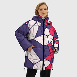 Куртка зимняя женская Бело-фиолетово-красный паттерн из камней, цвет: 3D-светло-серый — фото 2