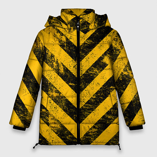 Женская зимняя куртка WARNING - желто-черные полосы / 3D-Светло-серый – фото 1
