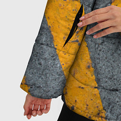Куртка зимняя женская Желтые полосы на бетоне, цвет: 3D-черный — фото 2