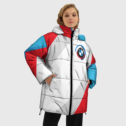 Женская зимняя куртка Bmw - логотип 1970 / 3D-Красный – фото 3