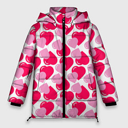 Куртка зимняя женская Двойные сердечки - паттерн, цвет: 3D-светло-серый